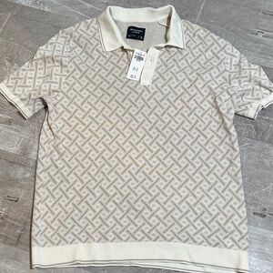 Abercrombie & Fitch Beige Patterned Polo Shirt